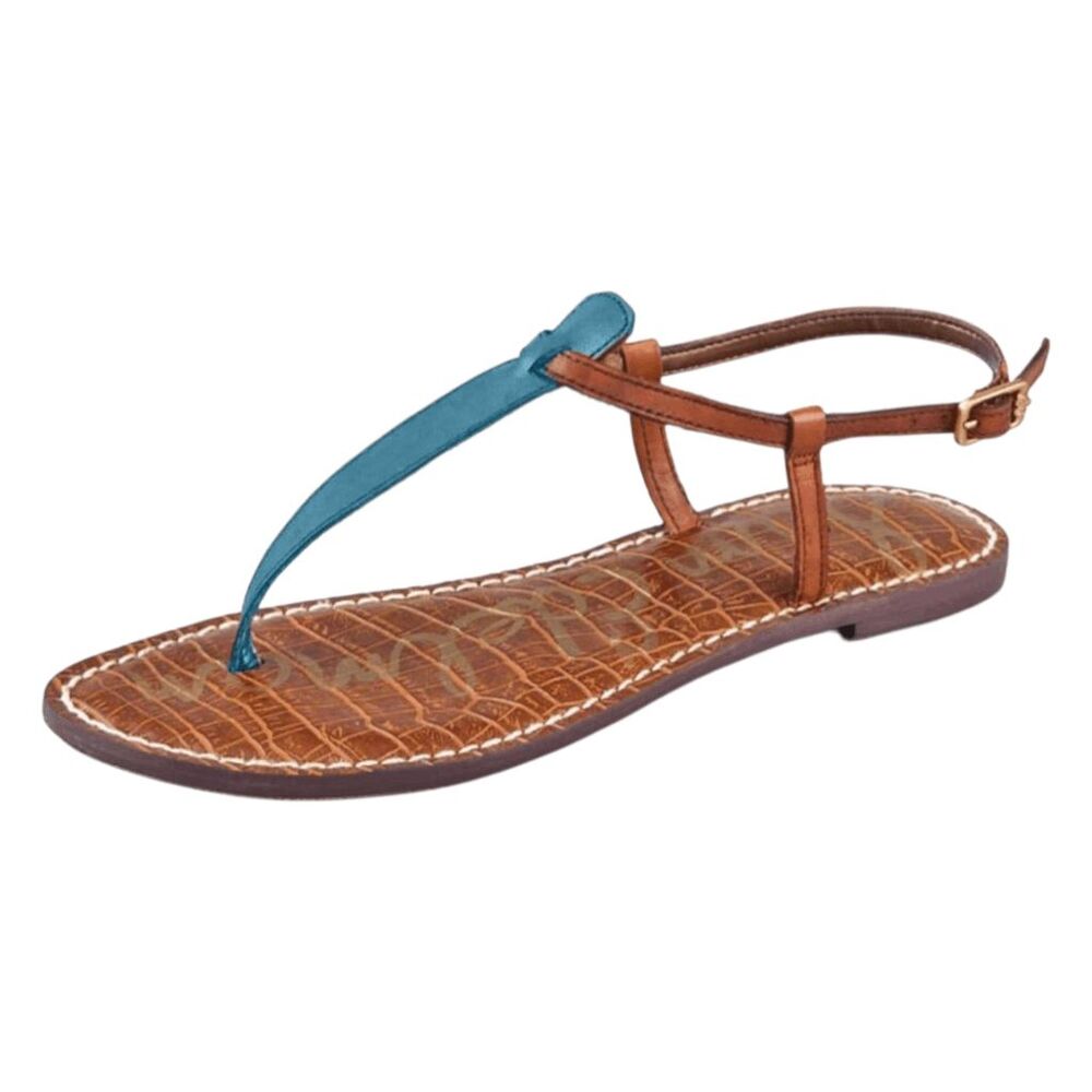 SAM EDELMAN Gigi Blue/Brown Leather T Sandal Size 8M